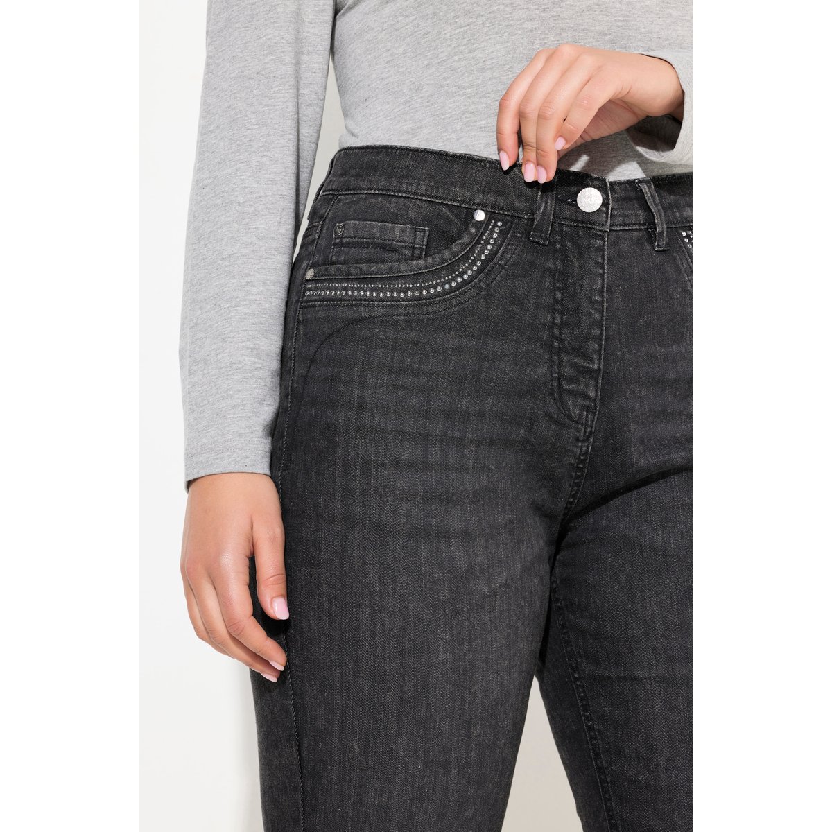 Jean Mom jambe large jean gris foncé, ULLA POPKEN