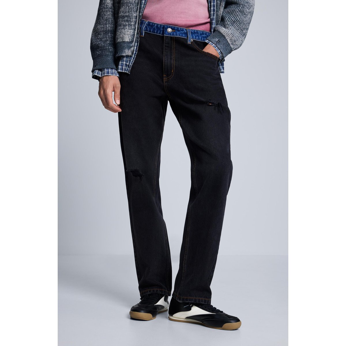 Jean à double taille noir, DESIGUAL