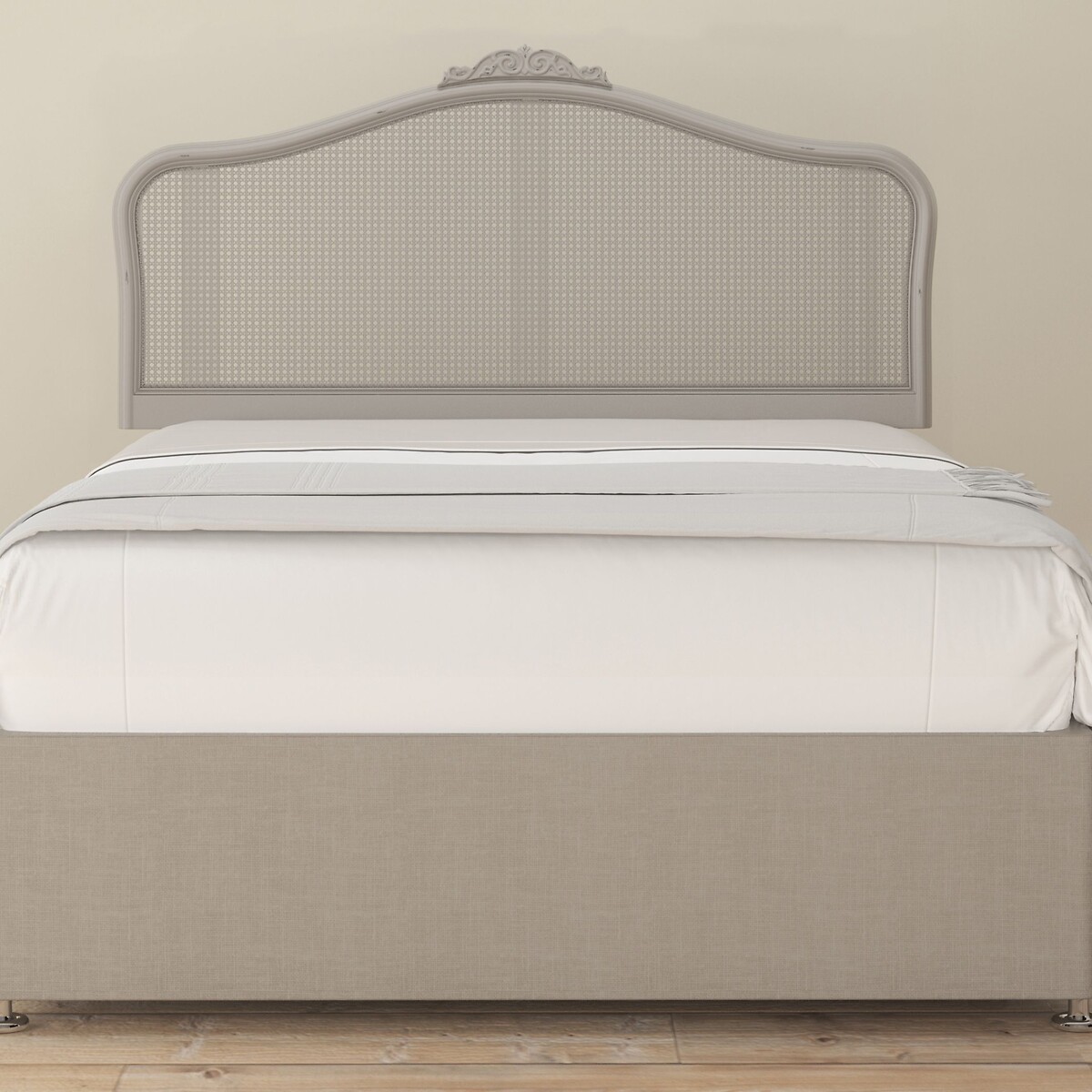 Etienne French-Vintage Rattan Headboard grey white , WILLIS & GAMBIER