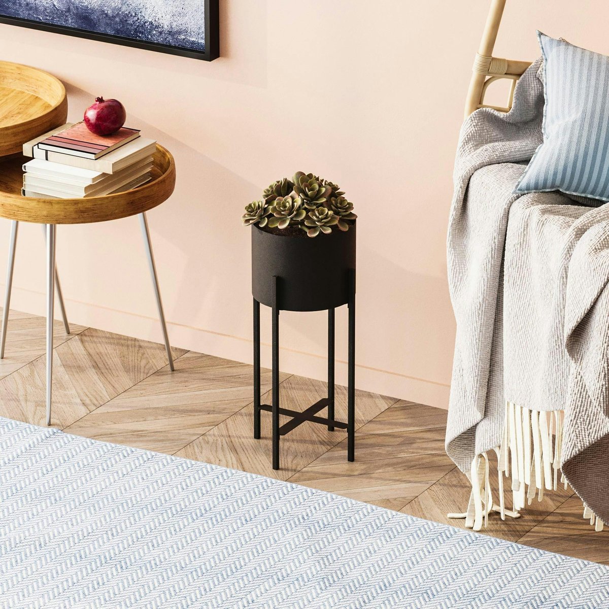 Cache-pot sur pied en métal noir – style moderne noir, PIER IMPORT
