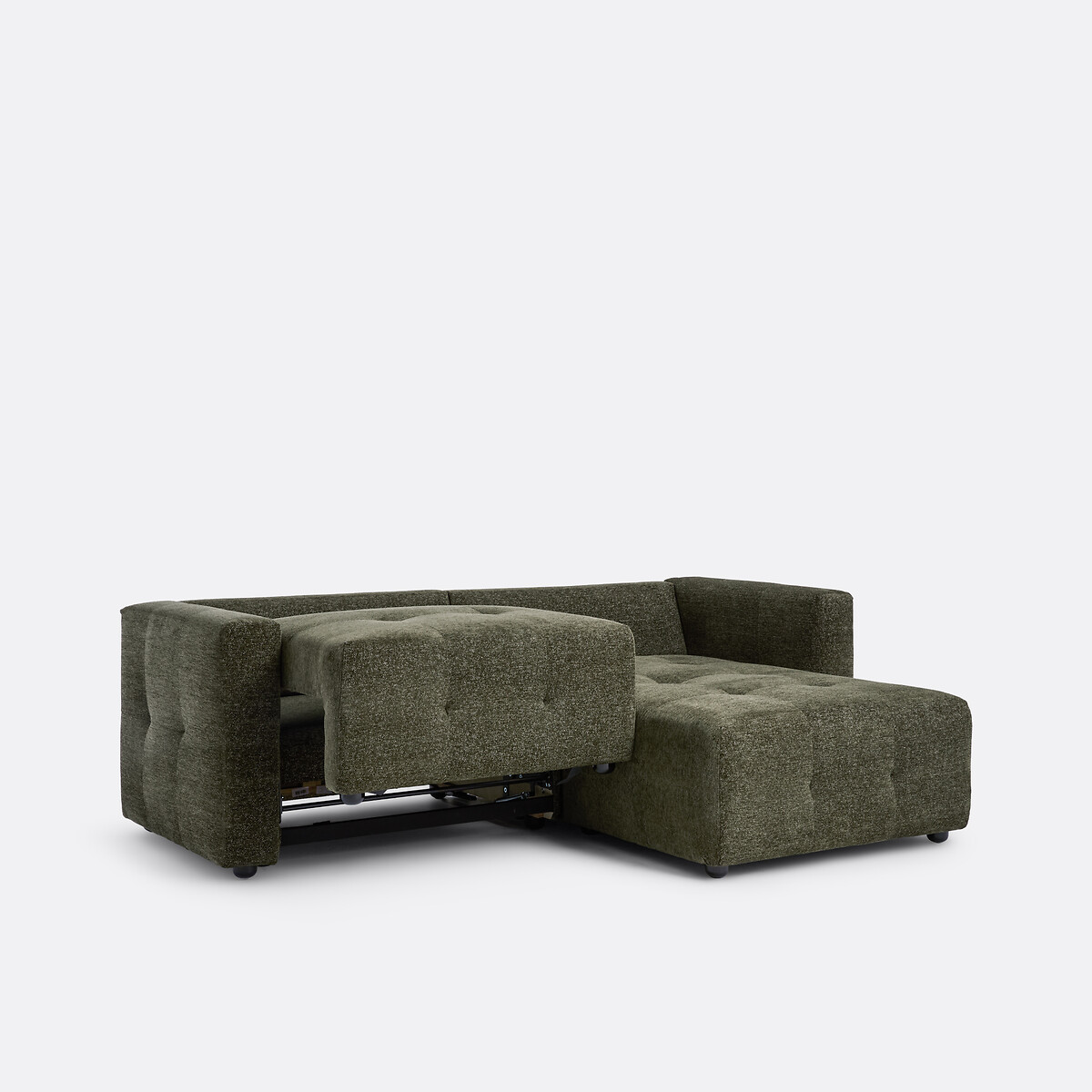Canapé d'angle réversible, convertible, 3 places, en chenille chinée, MASI kaki, LA REDOUTE INTERIEURS
