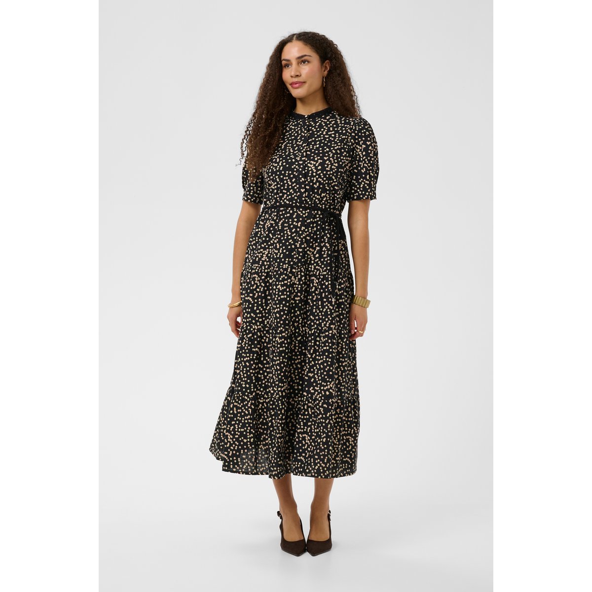 Robe noir black rose dot, CREAM