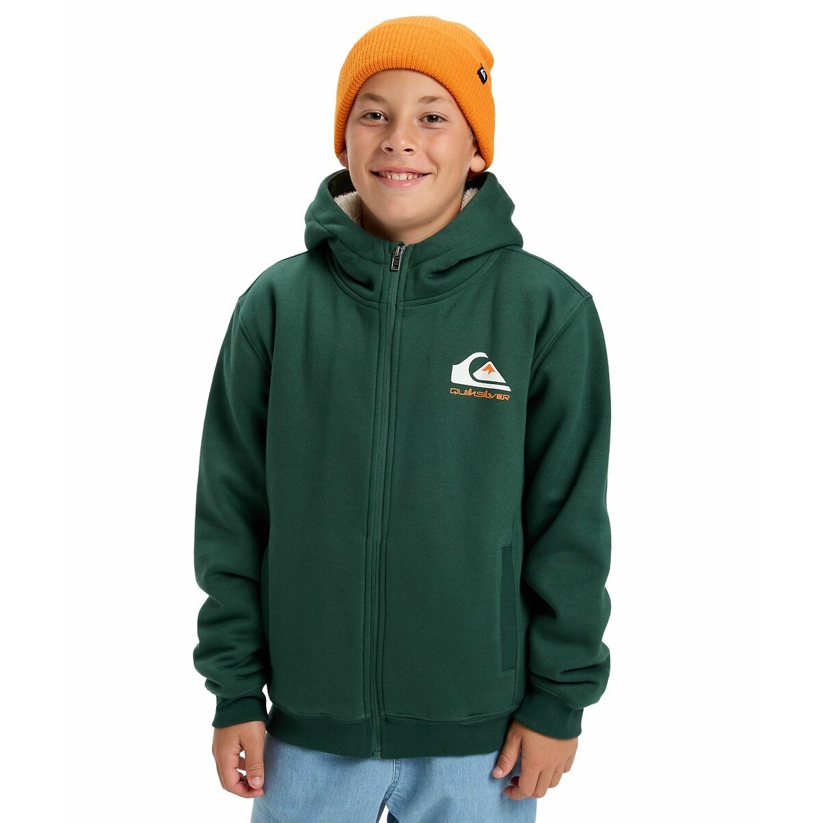 Sweat à capuche doublé sherpa vert, QUIKSILVER