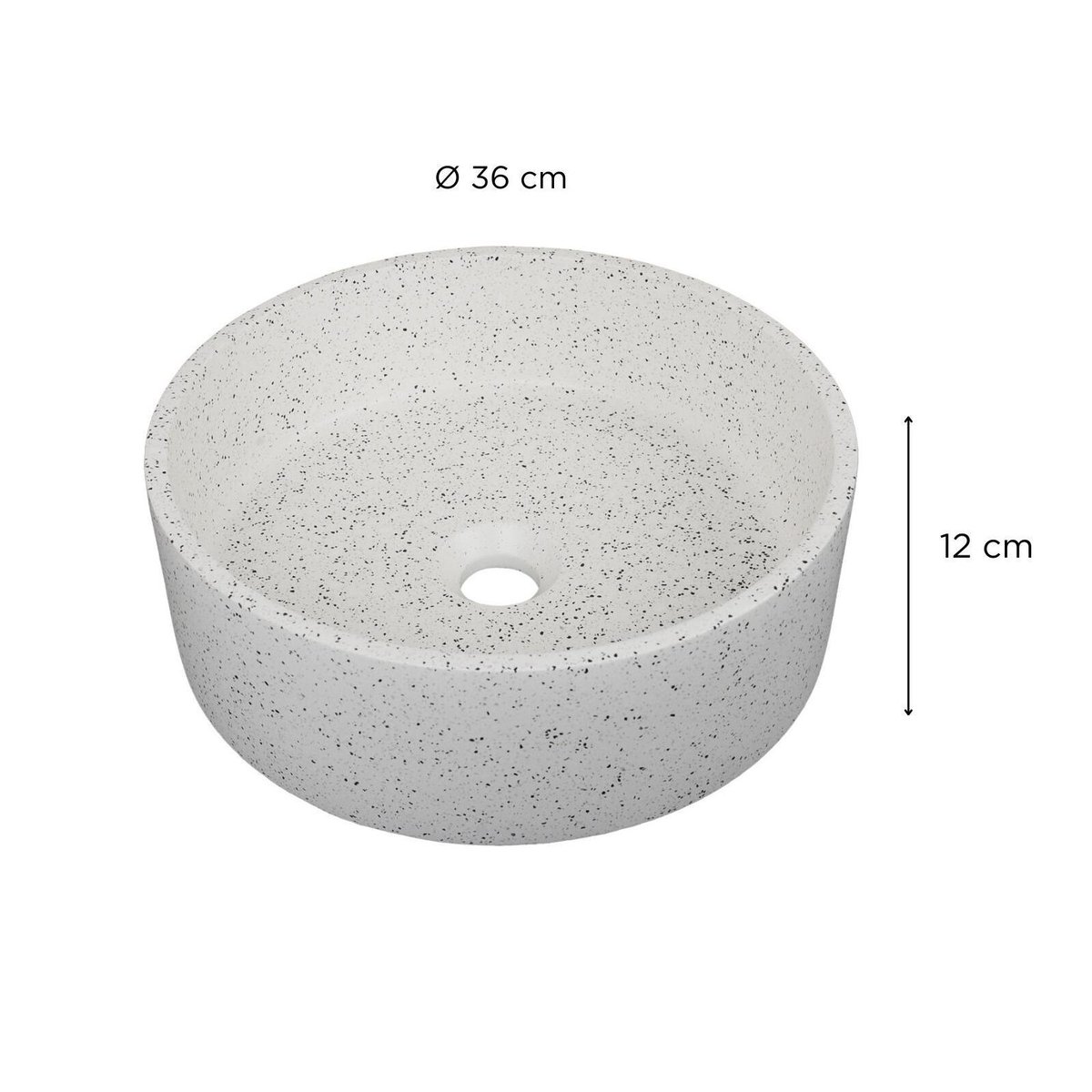 Vasque à poser ronde en terrazzo 36cm BILLY blanc, MOB IN
