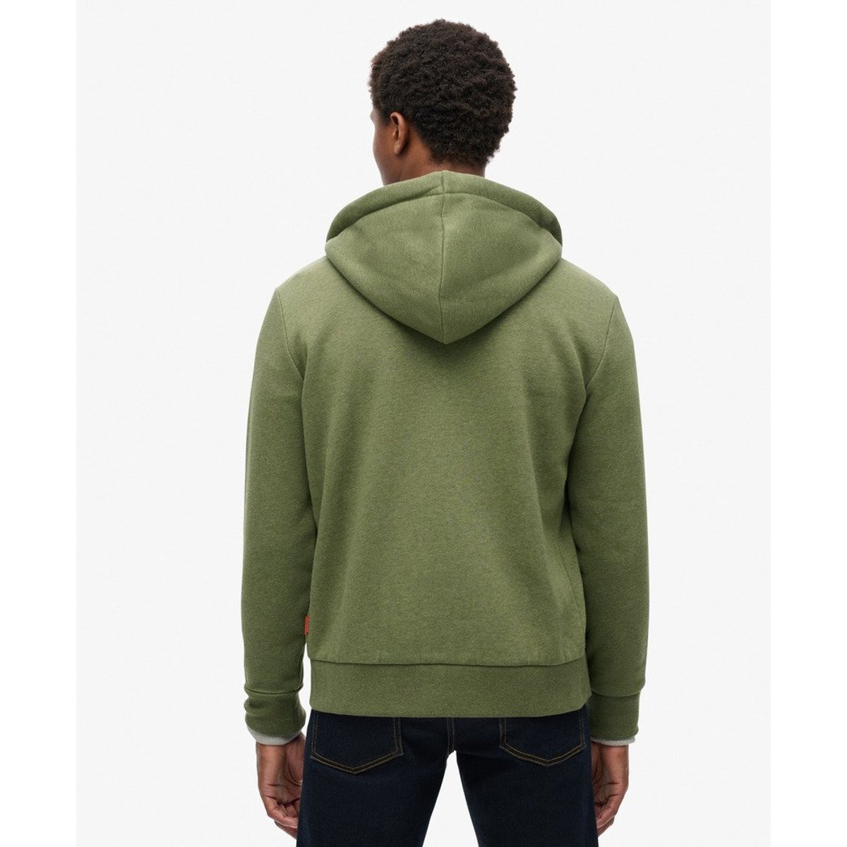 Sweat à capuche zippé à motif Neon Vintage Logo vert olive doux chiné, SUPERDRY