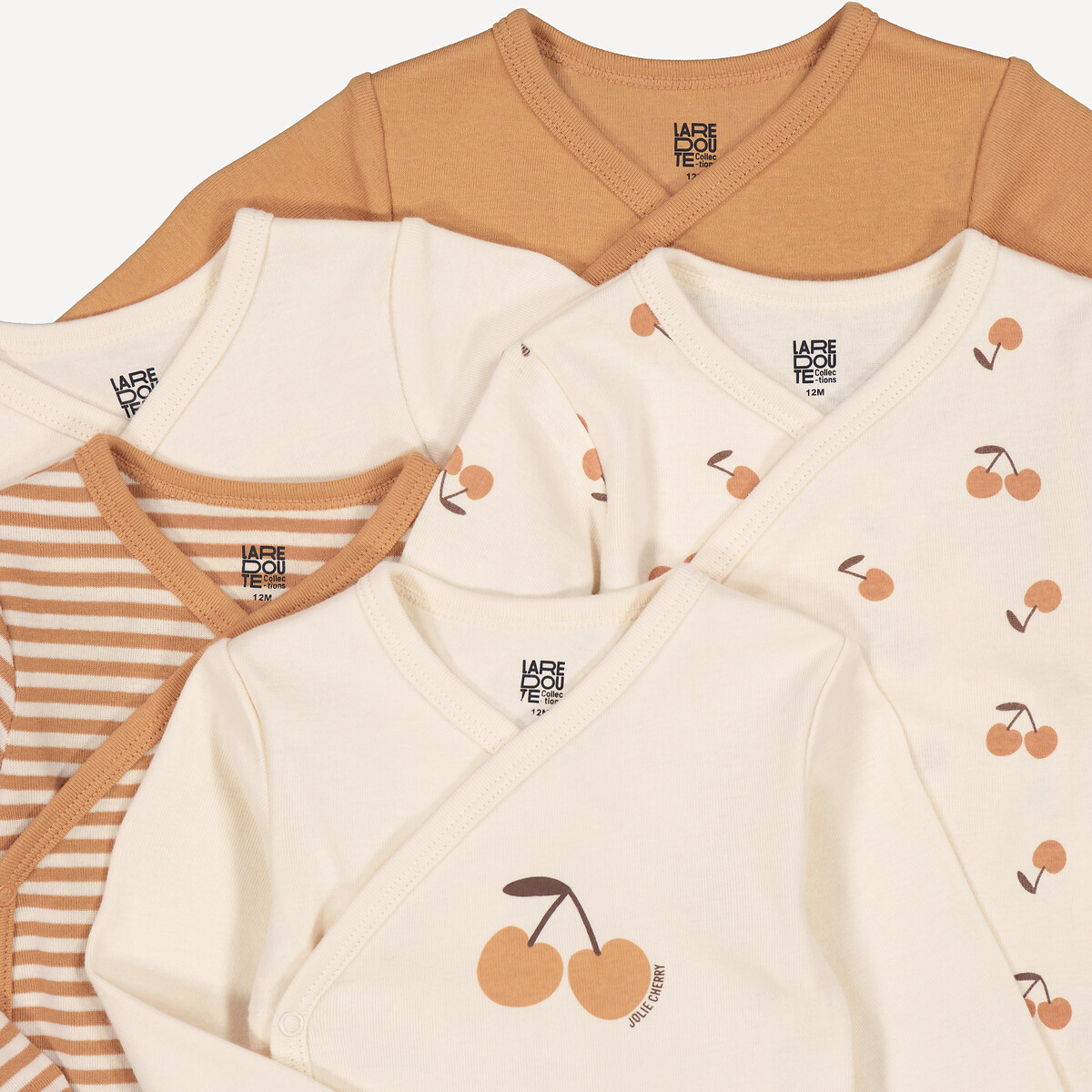 Set van 5 geboorte rompertjes met lange mouwen gemengd, LA REDOUTE COLLECTIONS