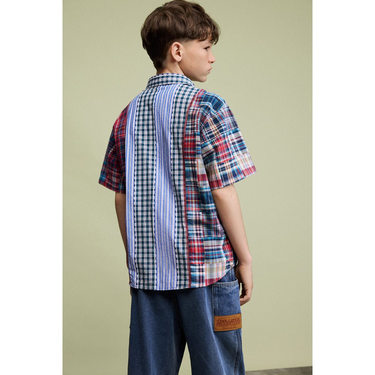 Chemise à carreaux patchwork bleu, DESIGUAL
