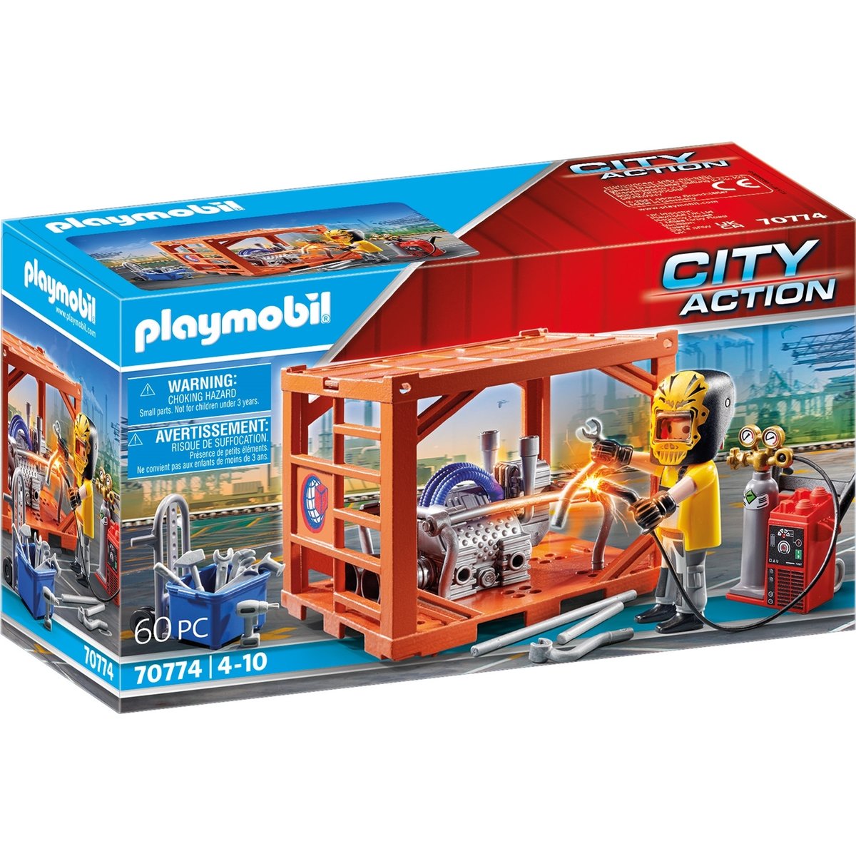 City Action Ouvrier et conteneur multicolore, PLAYMOBIL