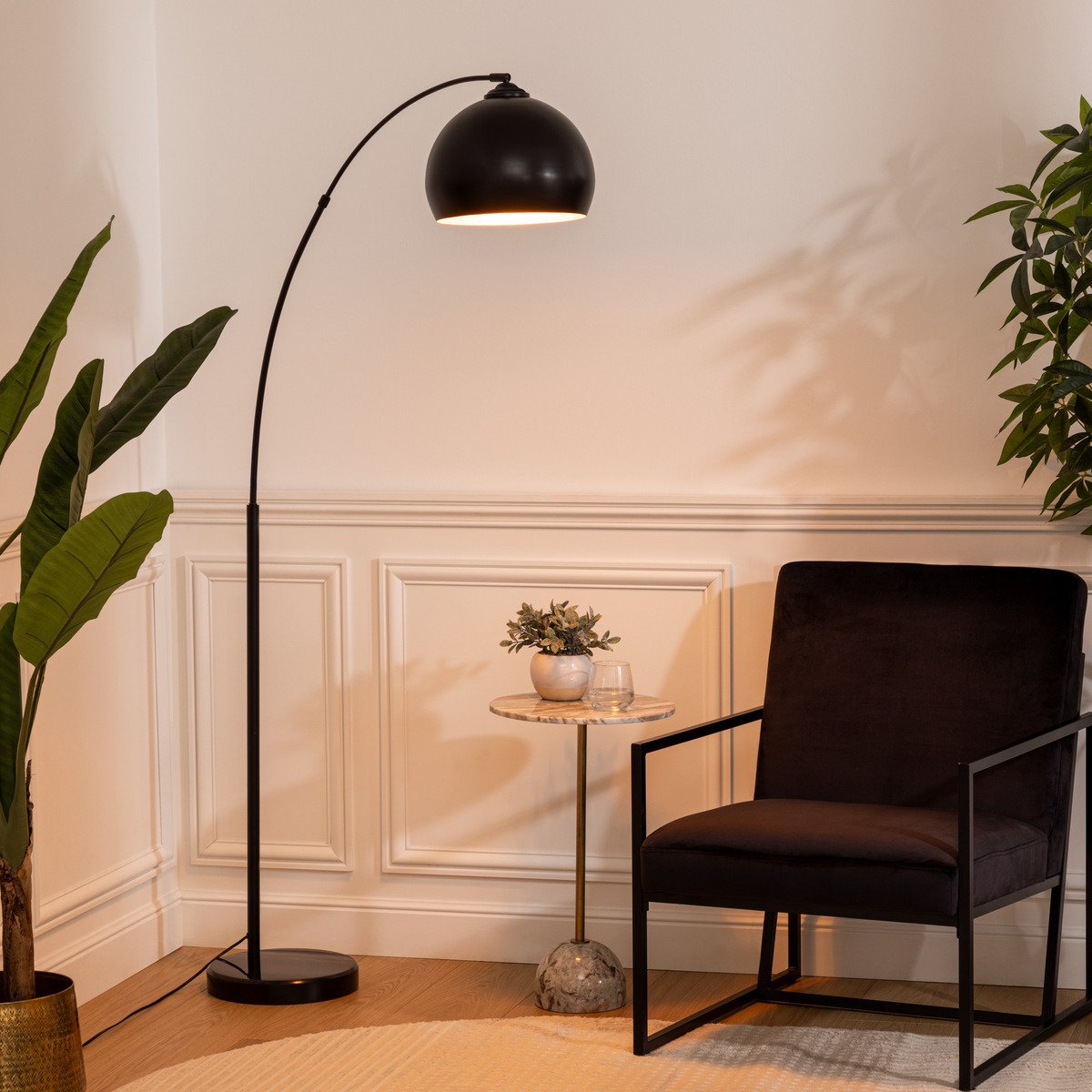 Lampadaire arc marbre HYTO noir, ATMOSPHERA
