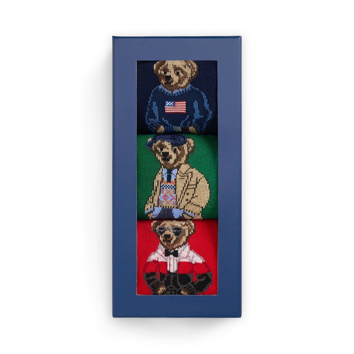Lot de 3 chaussettes bleu + rouge + vert, POLO RALPH LAUREN
