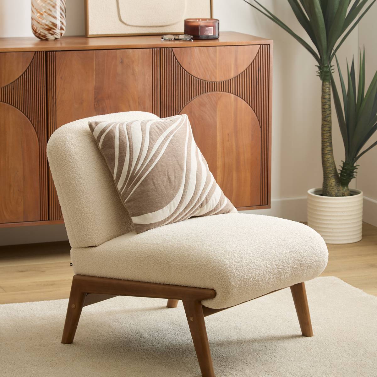 Coussin carré BETIMA beige lin, ATMOSPHERA