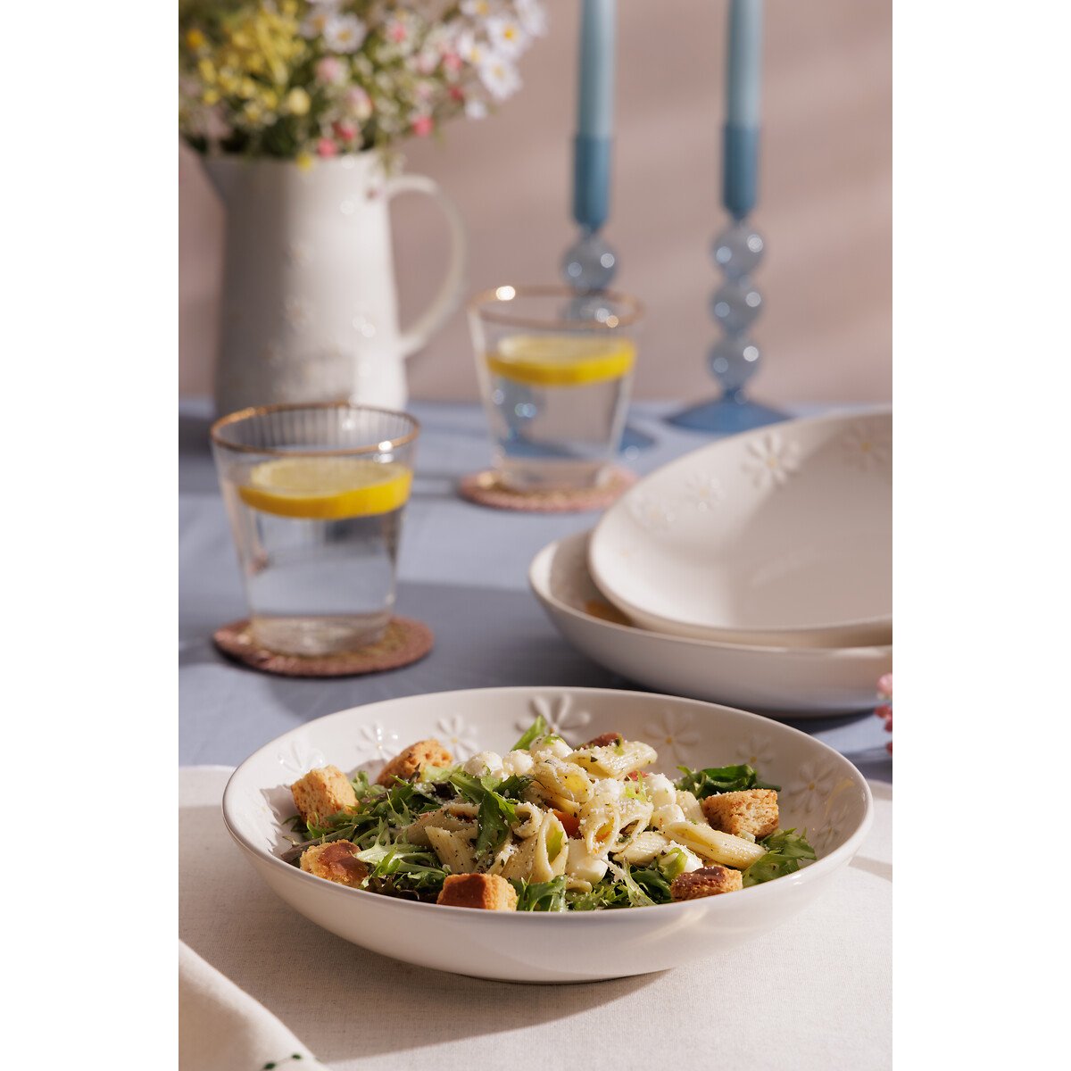 Set of 4 Daisy Pasta Bowls white, PRICE & KENSINGTON