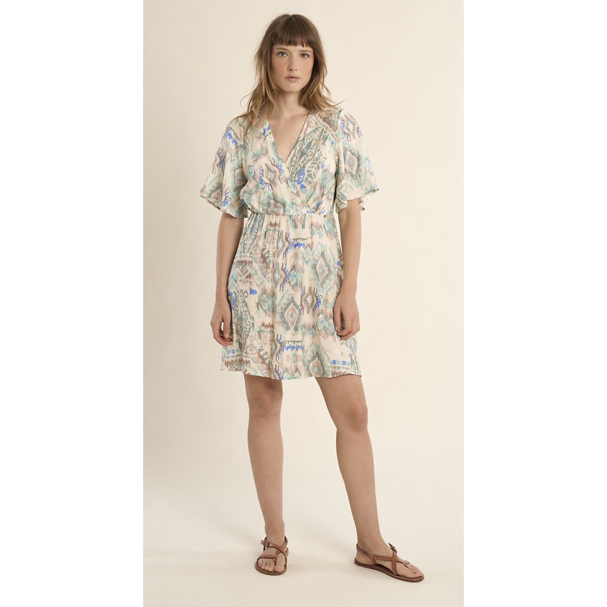 Robe courte imprimée manches courtes imprimé multicolore, MOLLY BRACKEN