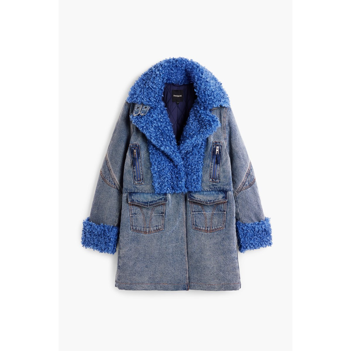 Sudadera manche large lettering bleu, DESIGUAL