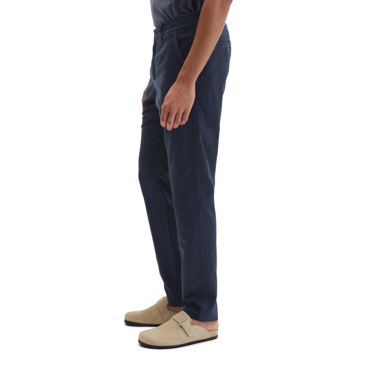 Pantalon de jogging chino Osby à coupe fuselée en mélange de TENCEL™ Lyocell et de lin bleu foncé, MARC O'POLO