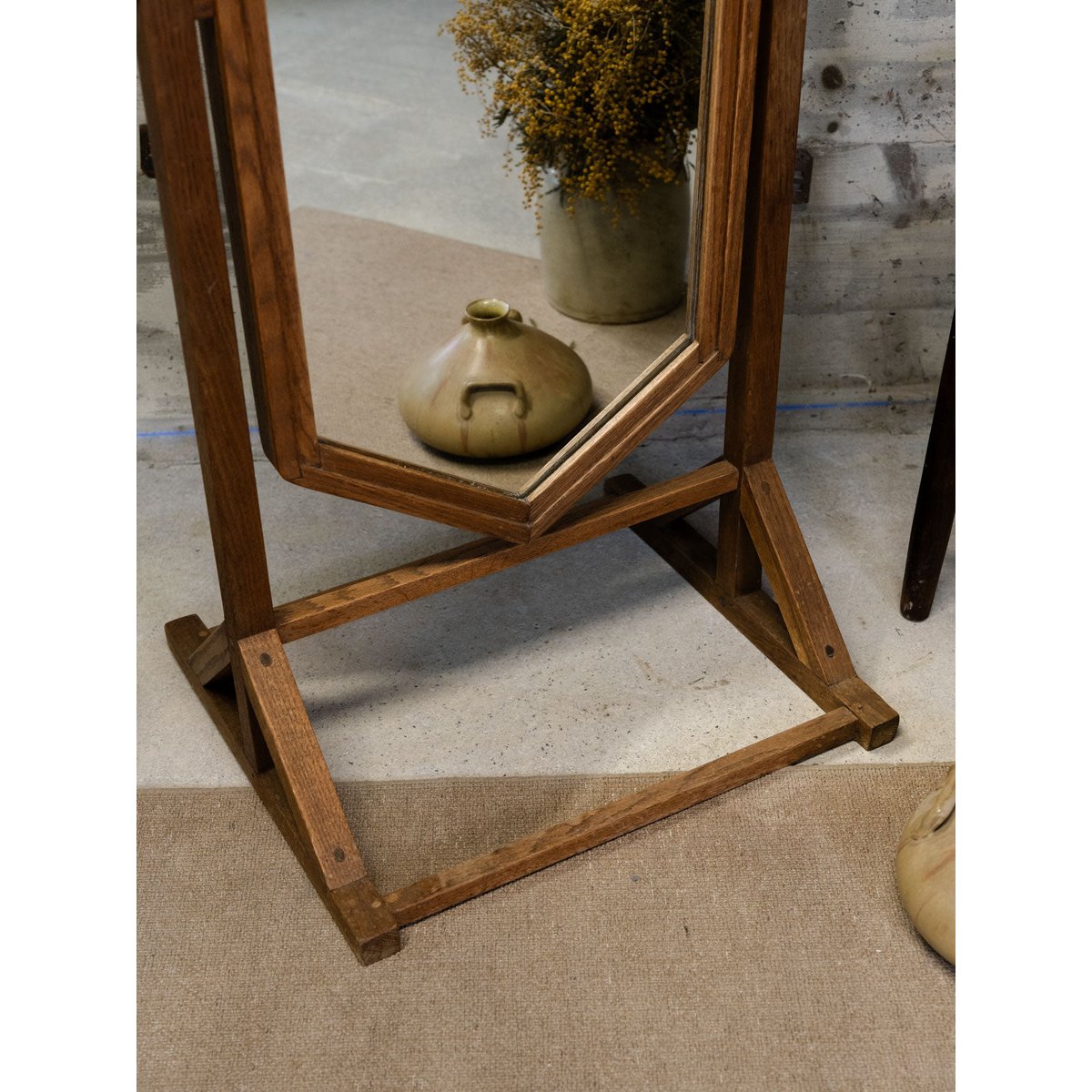 Miroir psyché en chêne massif Georges N°1174 - Bon état bois foncé, DEBONGOUT