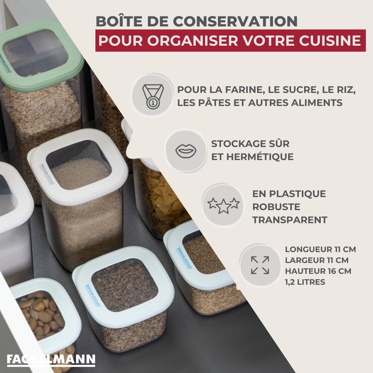 Boite à Provisions 1,1 Litre STORAGE blanc, FACKELMANN