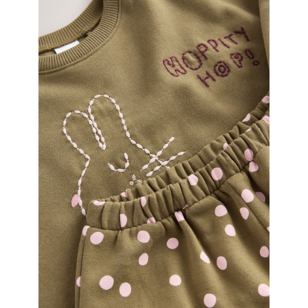 Ensemble sweat et pantalon bouffant lapin vert kaki, NEXT