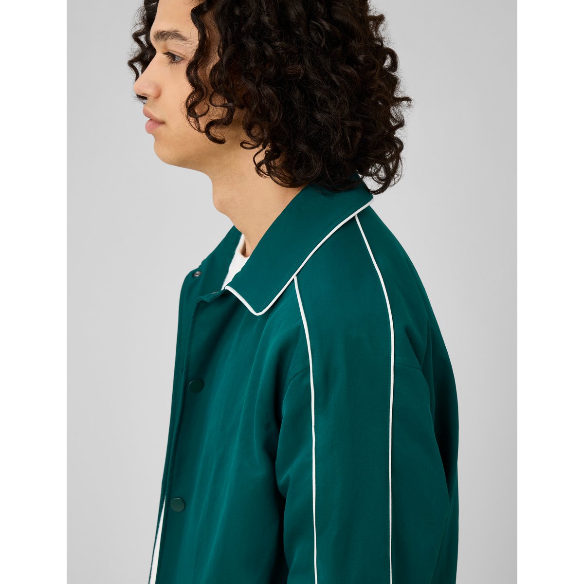 Blouson col chemise à pressions vert, BZB