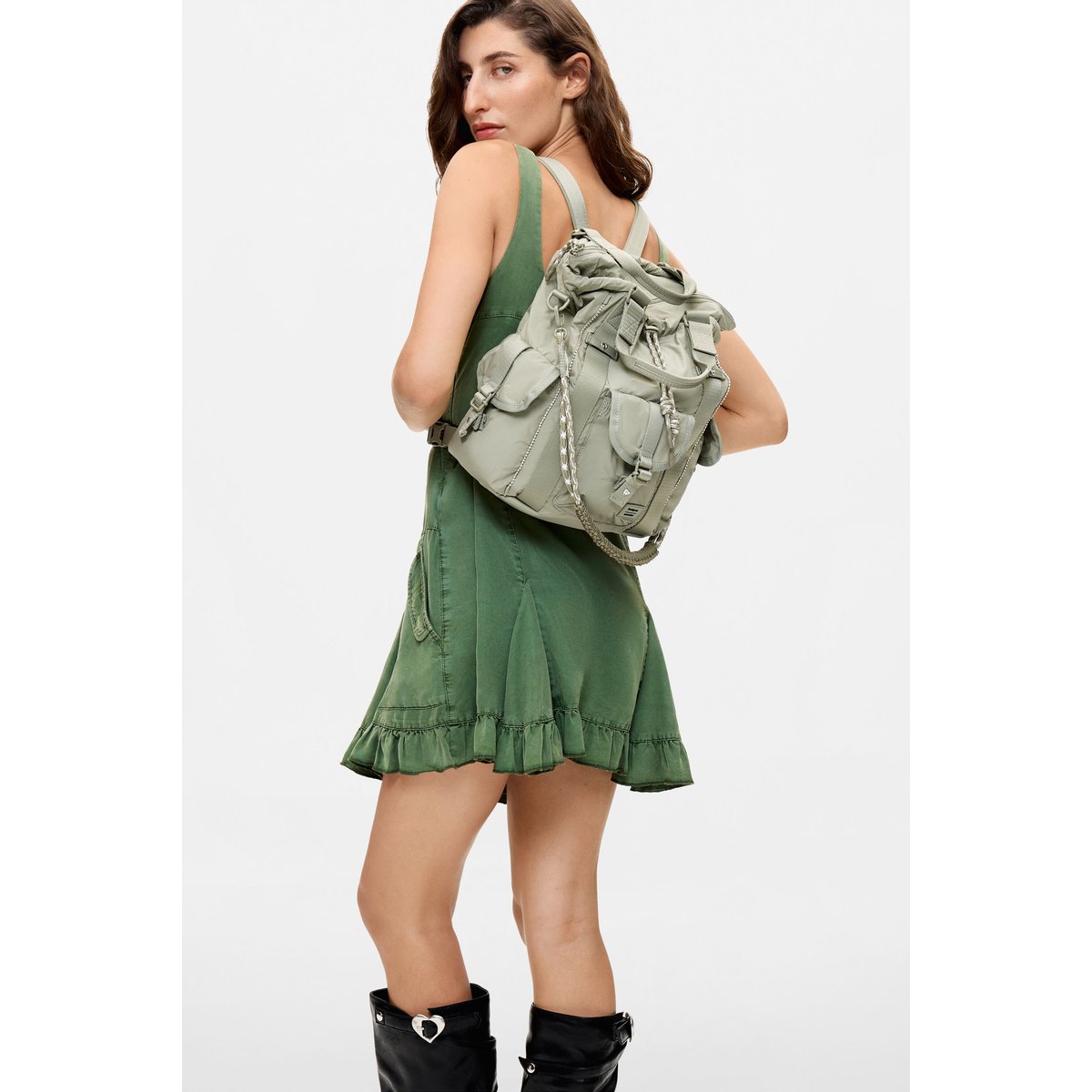 Sac à dos multiposition moyen vert, DESIGUAL