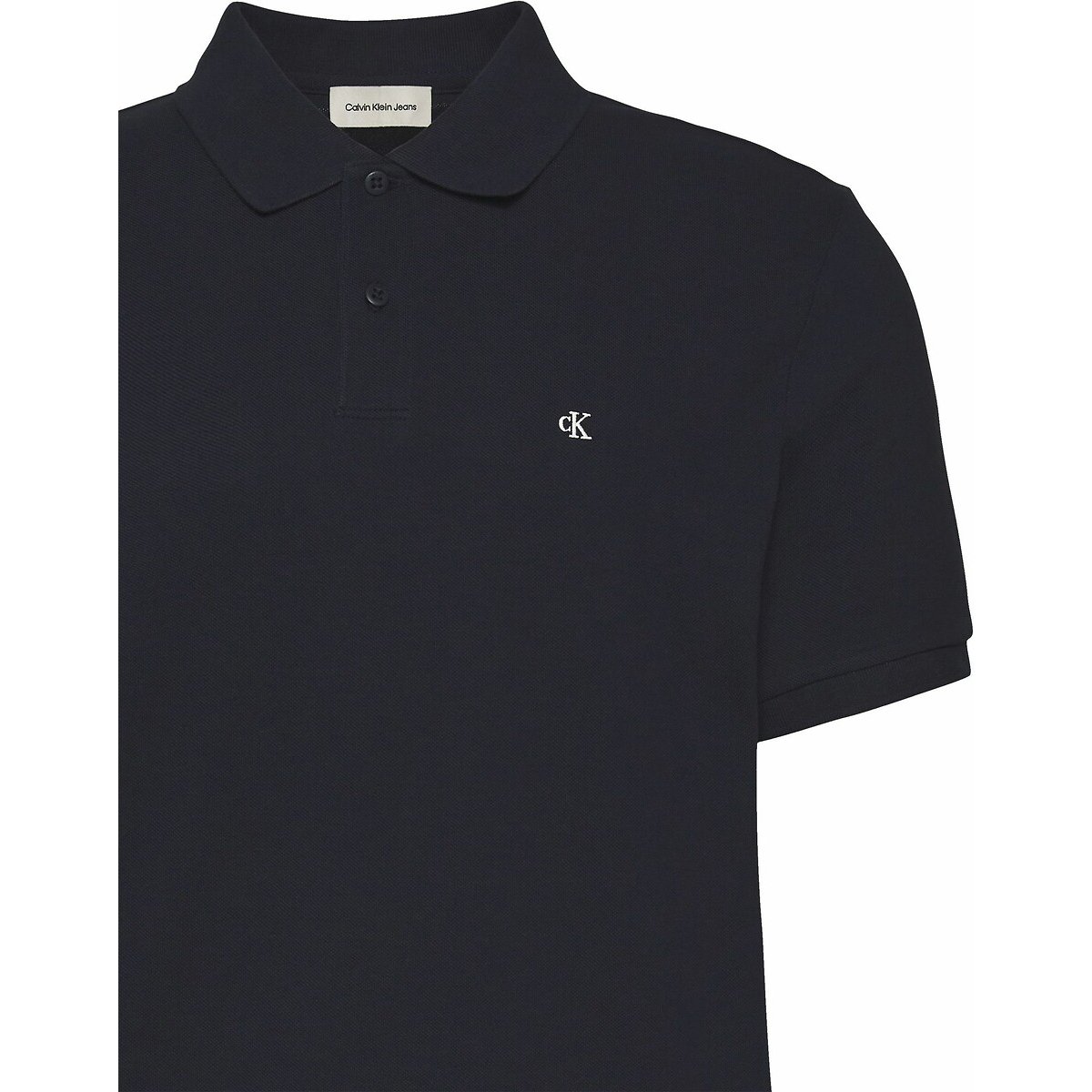 Cotton Pique Polo Shirt with Short Sleeves navy, CALVIN KLEIN JEANS