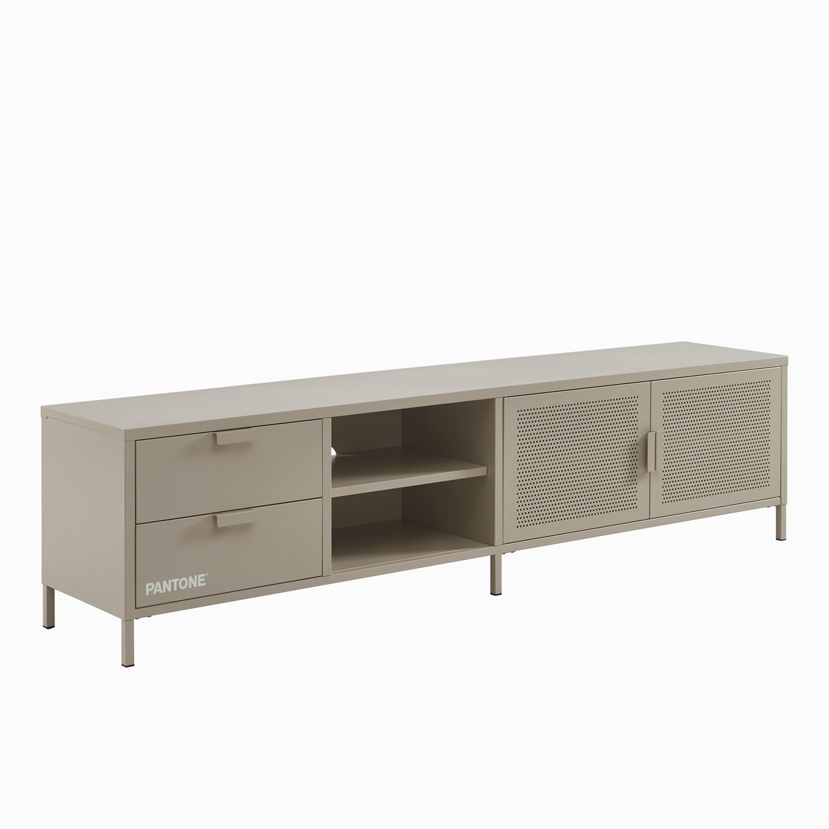 Meuble TV en acier 2 portes taupe, PANTONE