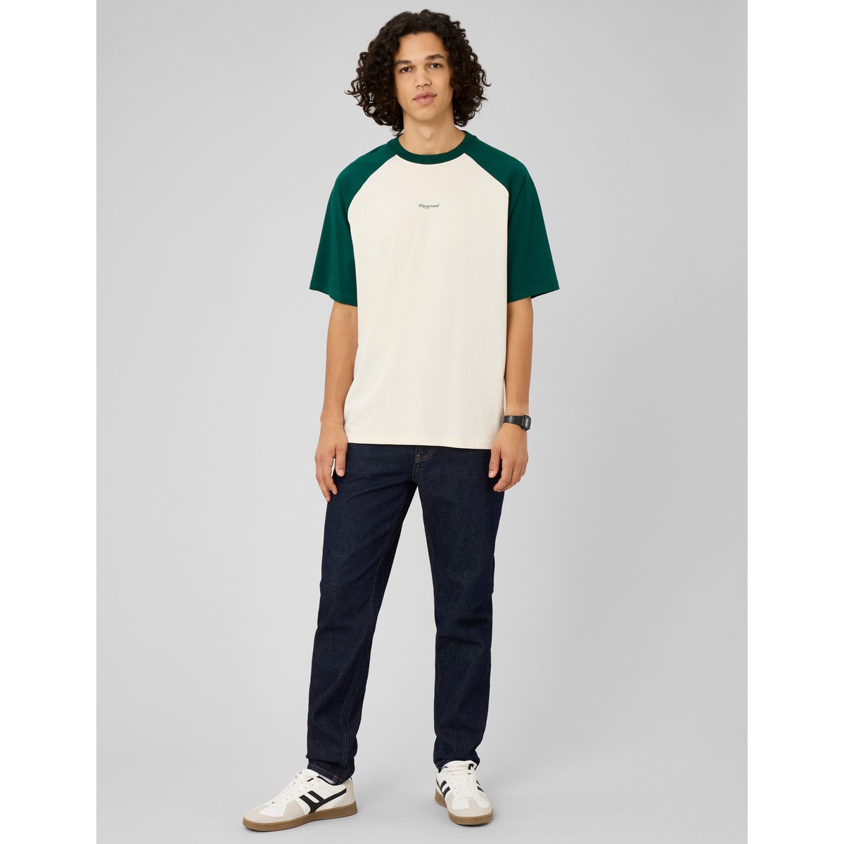 T-shirt manches contrastées naturel, BZB