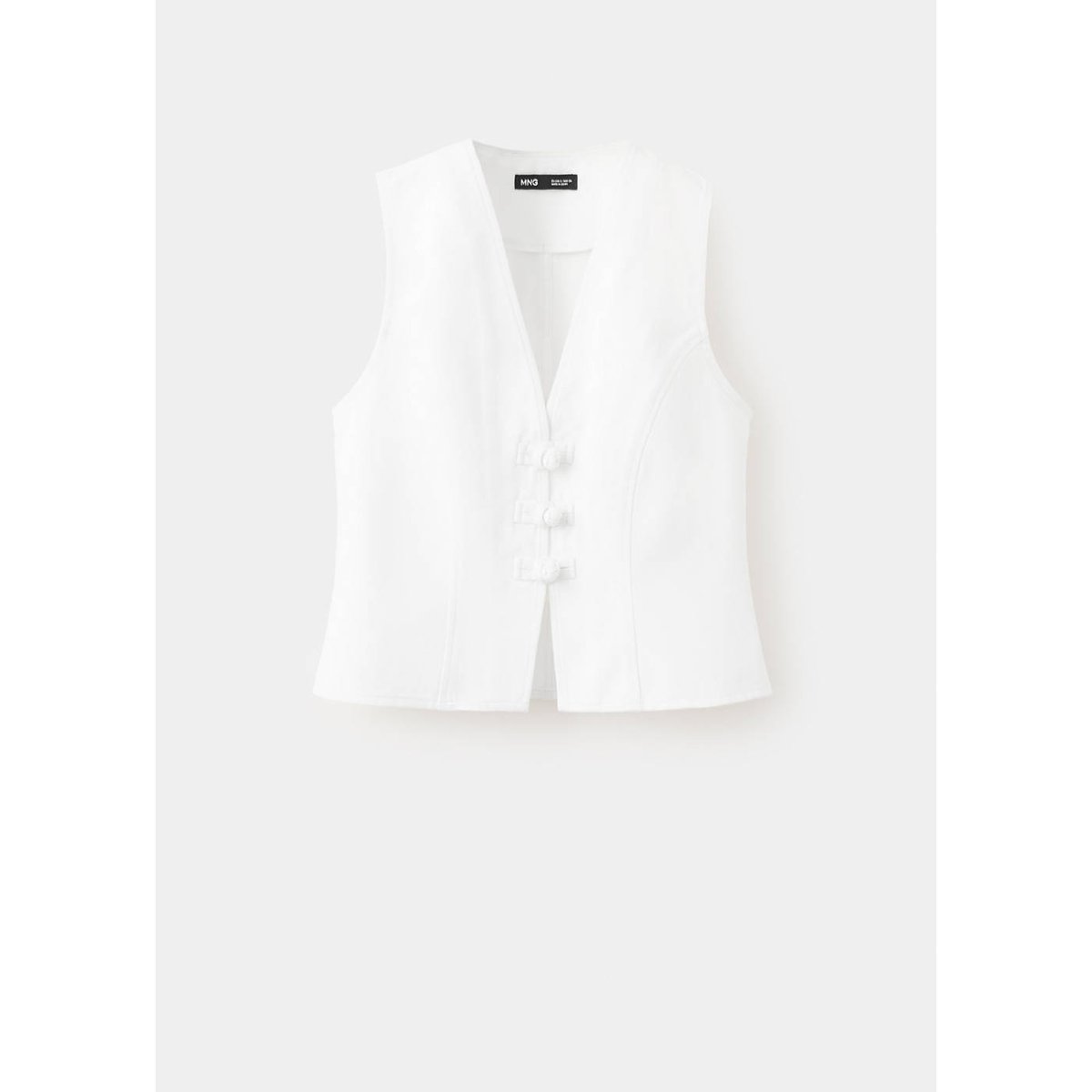 Top en denim à brandebourgs blanc, MANGO