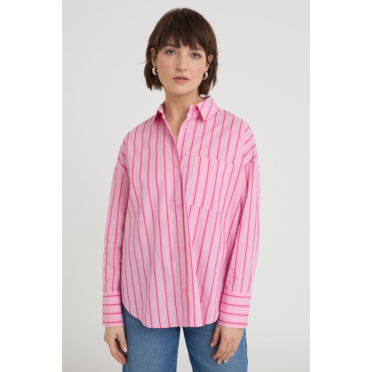 Chemise oversize col classique rose vif, CACHE CACHE