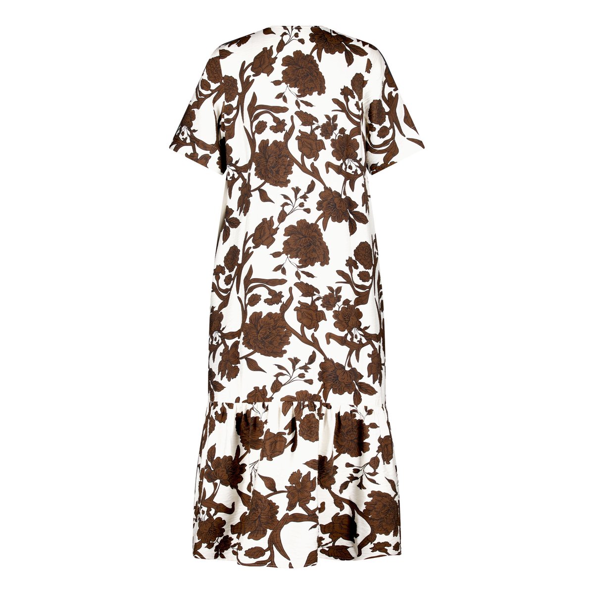 Robe longueur midi à volant blanc/marron, CARTOON