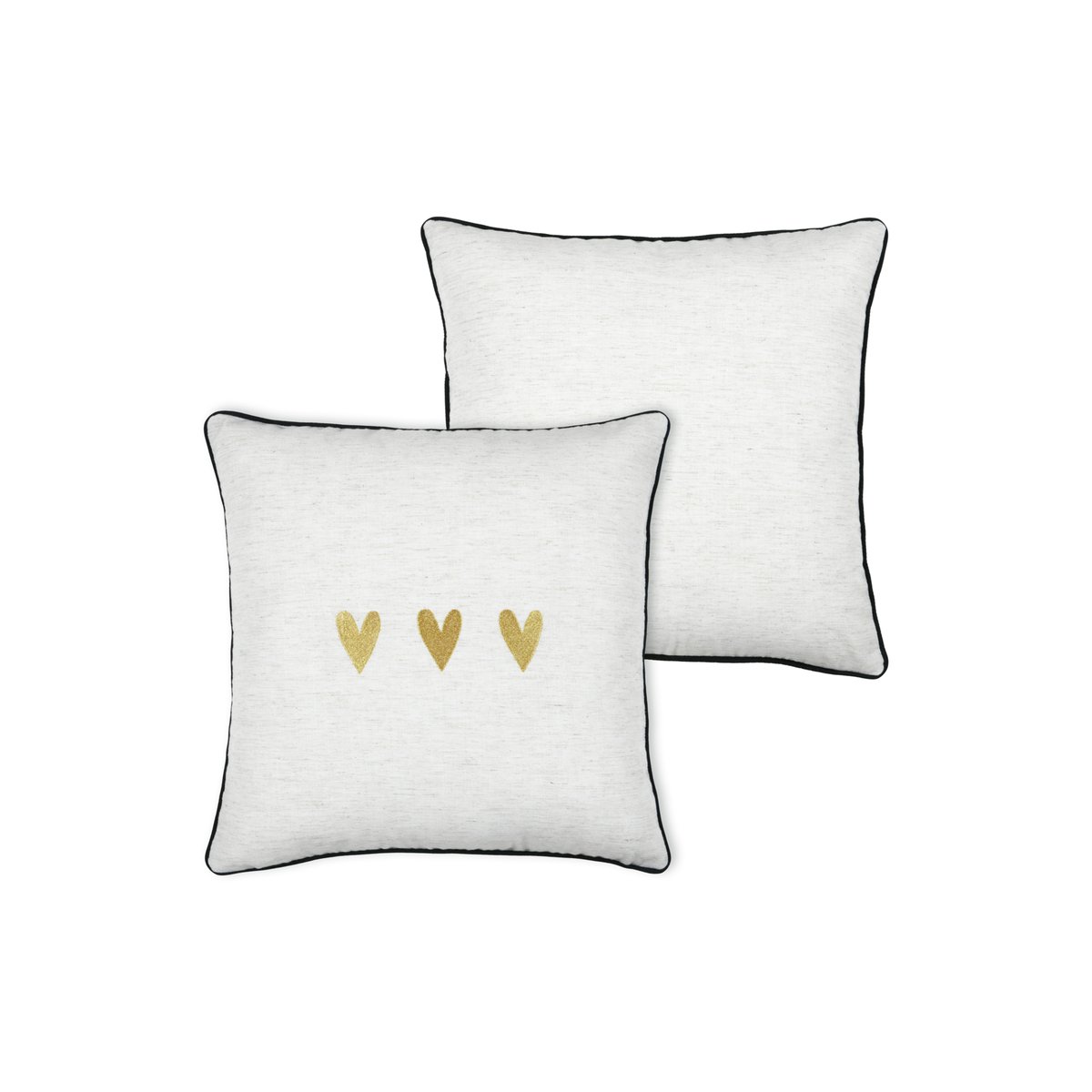 Coussin carré en polylin à motif cœur doré, LOVELY CASA