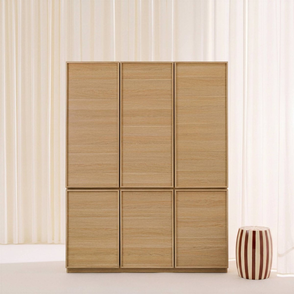 Module dressing décor bois 6 portes 1 penderie KUBA naturel, SWEEEK