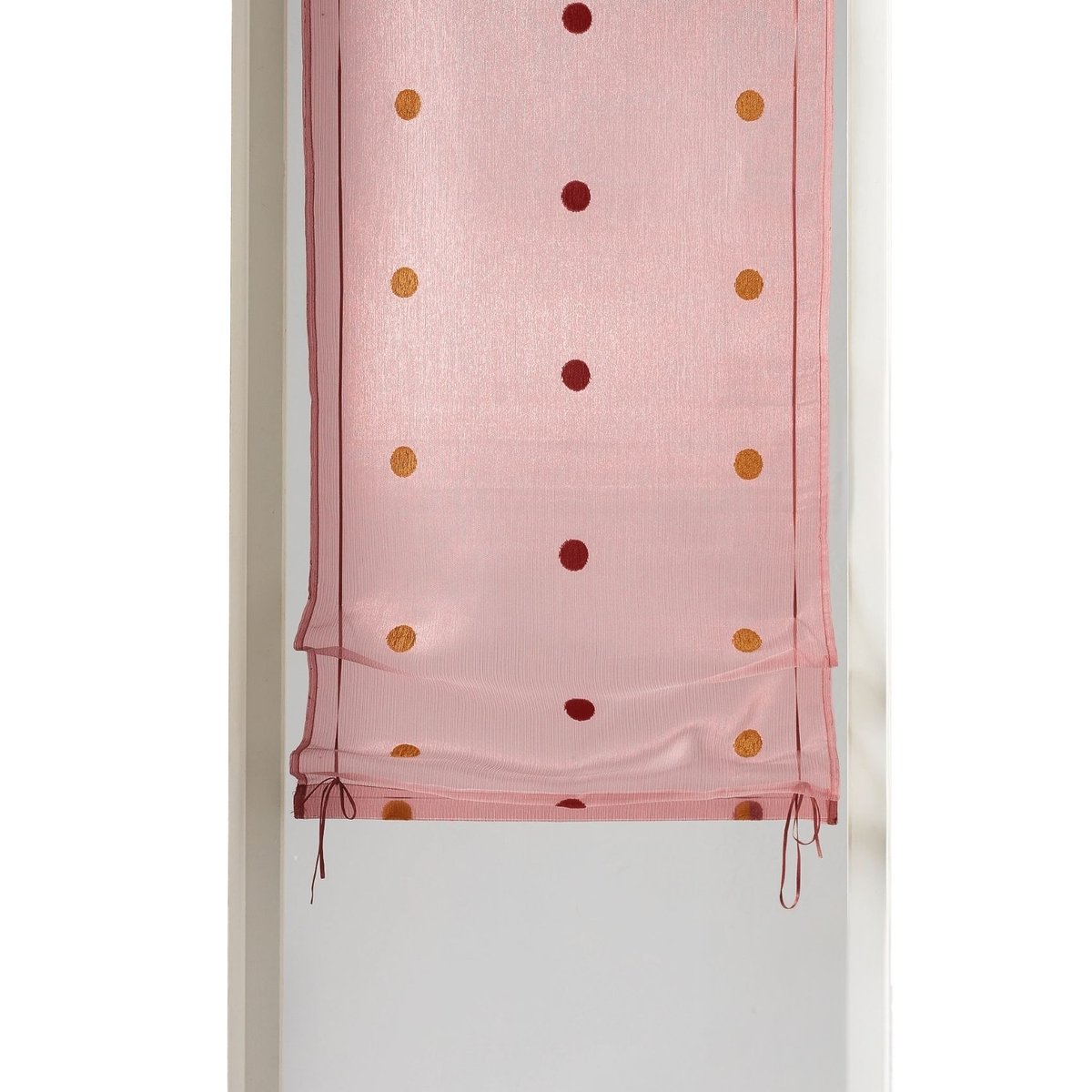 Store à remonter en organza jacquard à pois bordeaux, HOME MAISON