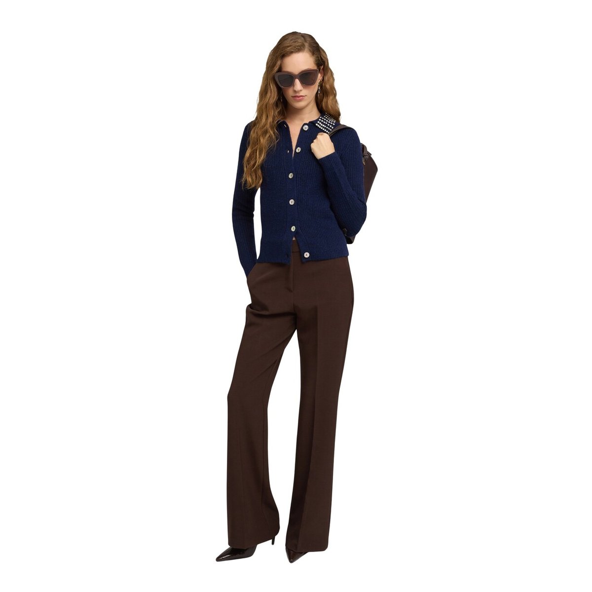 Pantalon flare avec pli marqué blanc, MOTIVI