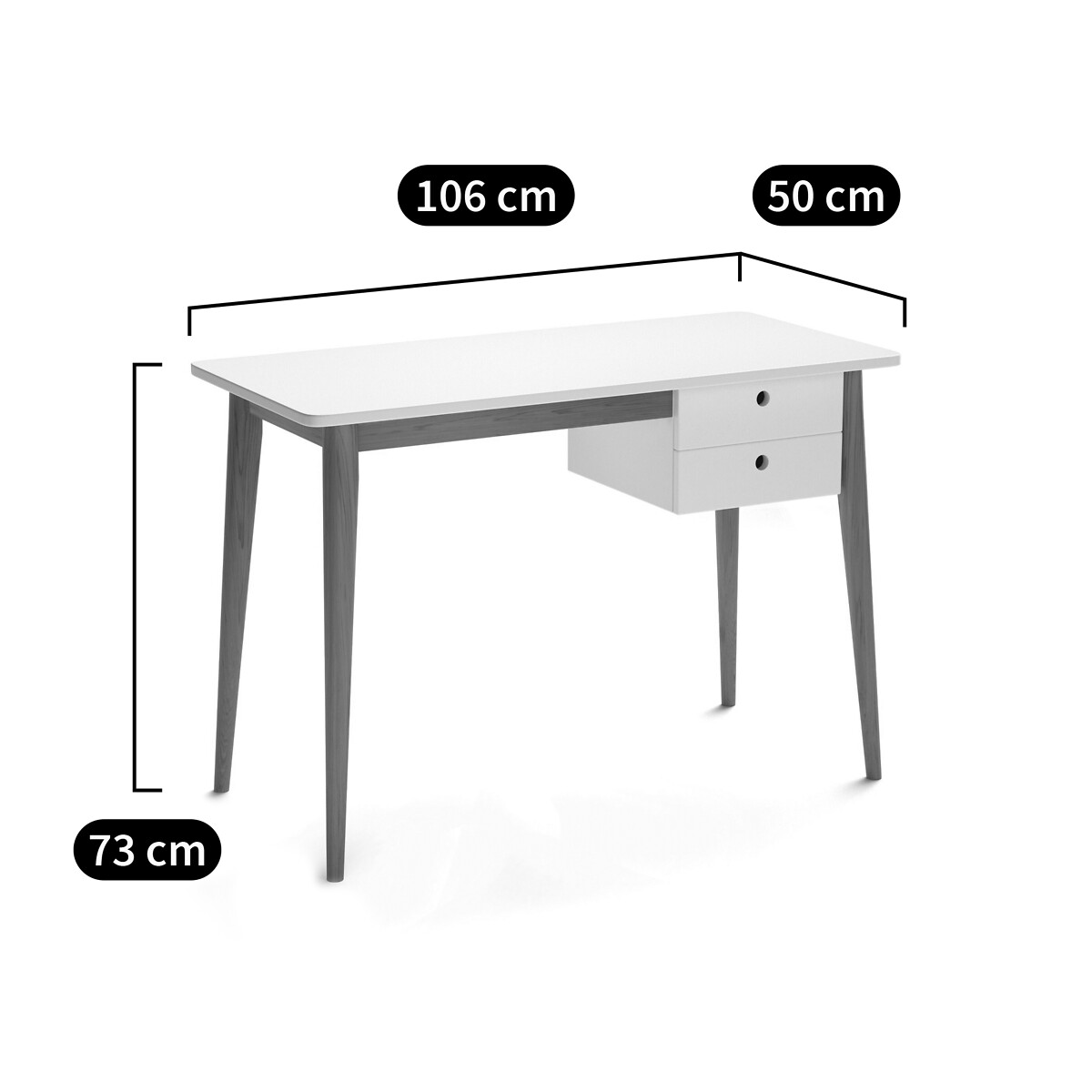 Bureau enfant 1 tiroir Jimi blanc, LA REDOUTE INTERIEURS