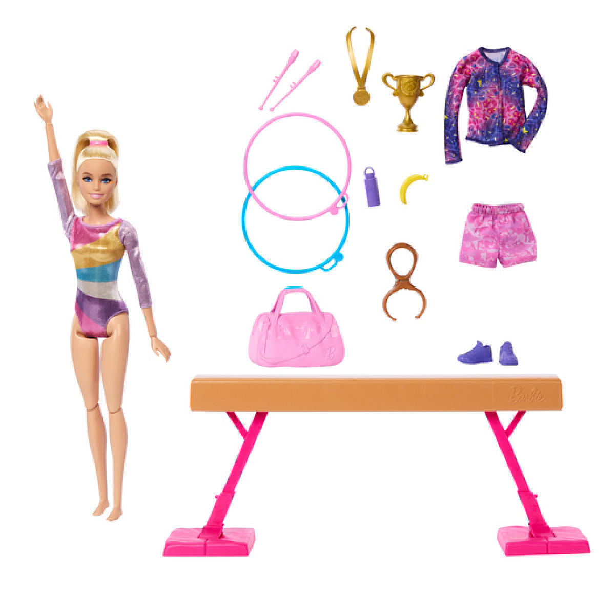 Barbie Coffret Gymnastique beige, MATTEL