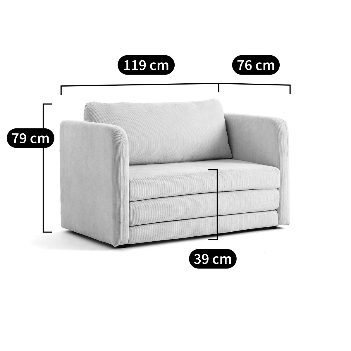 Hazel Corduroy Sofa Bed ecru , LA REDOUTE INTERIEURS