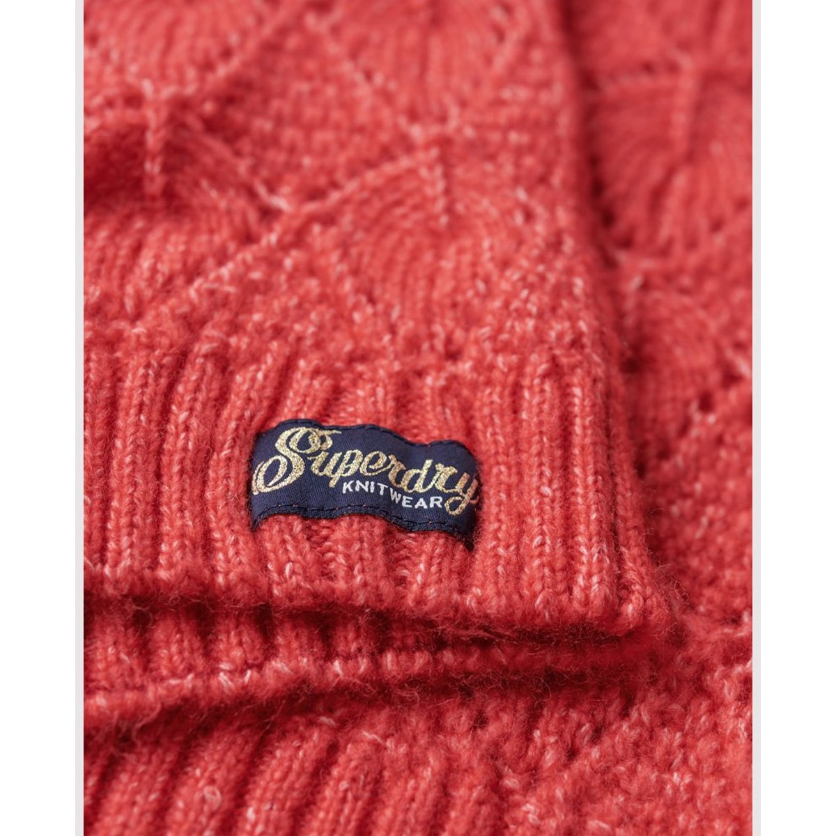 Pull en maille pointelle orange poudré, SUPERDRY
