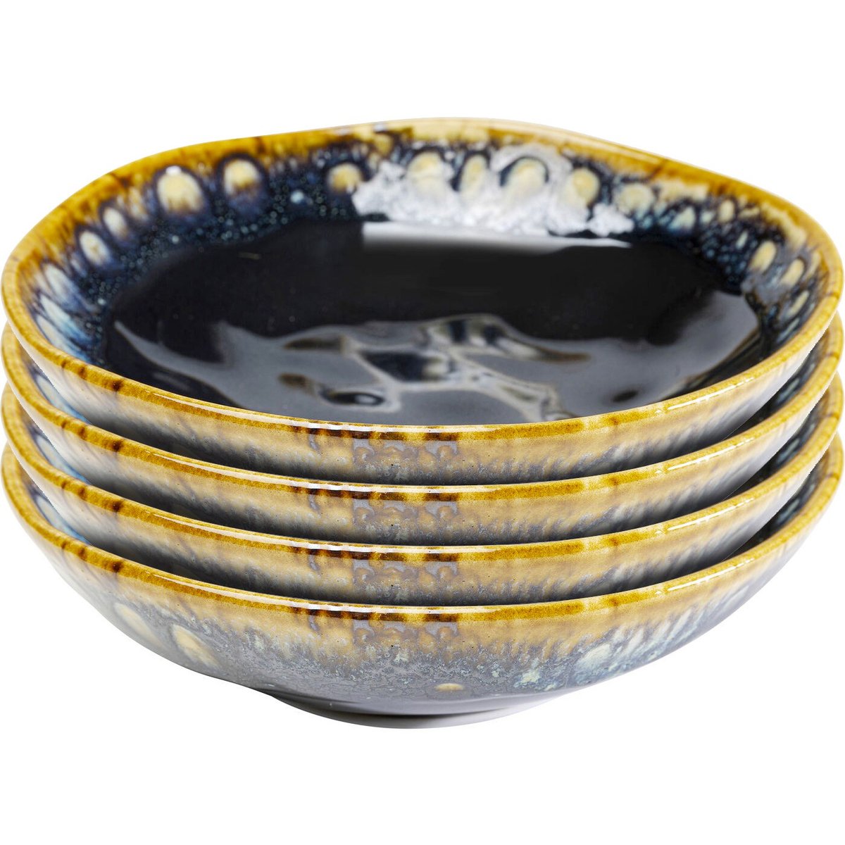 Lot de 4 assiettes creuses, LIO bleu, KARE DESIGN