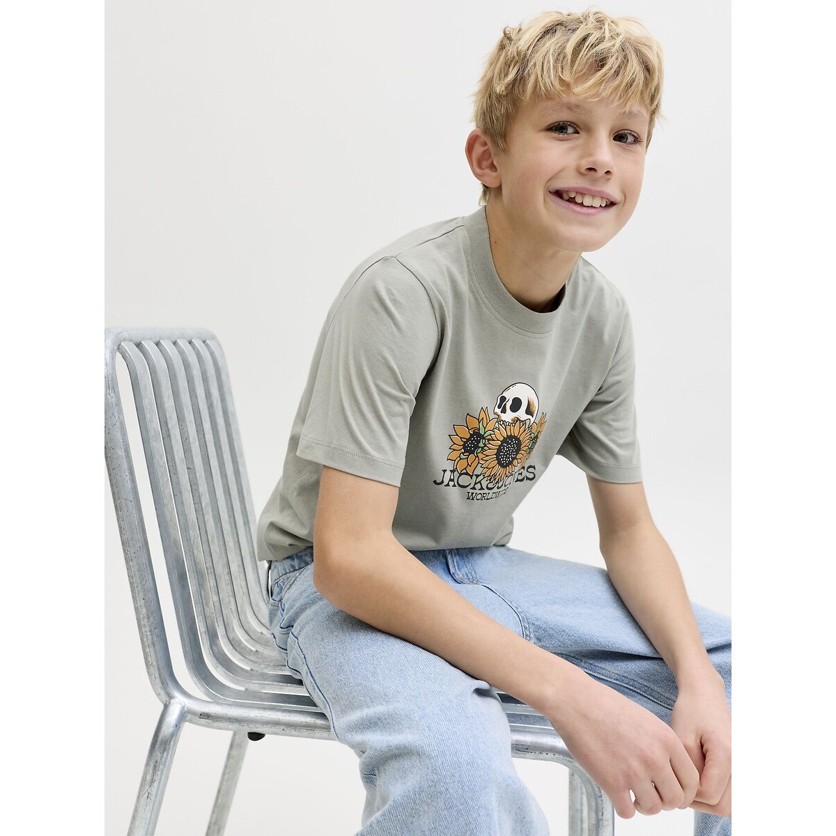 Skeleton Print Short Sleeve T-Shirt light khaki, JACK & JONES JUNIOR
