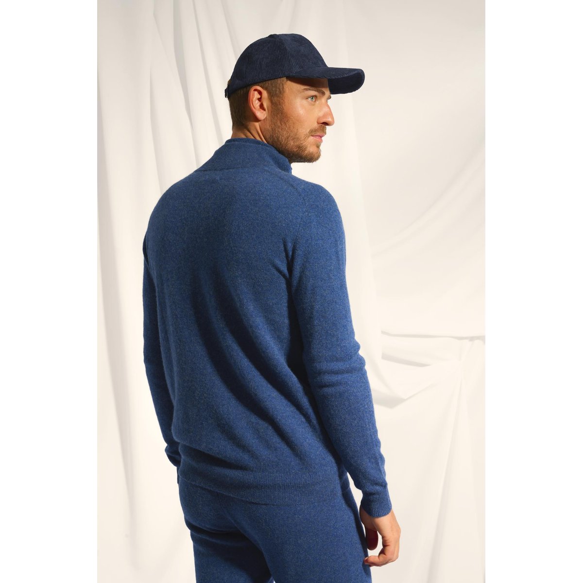 Pull Camionneur Ocean Chiné Bradley bleu foncé chiné, JUST CASHMERE