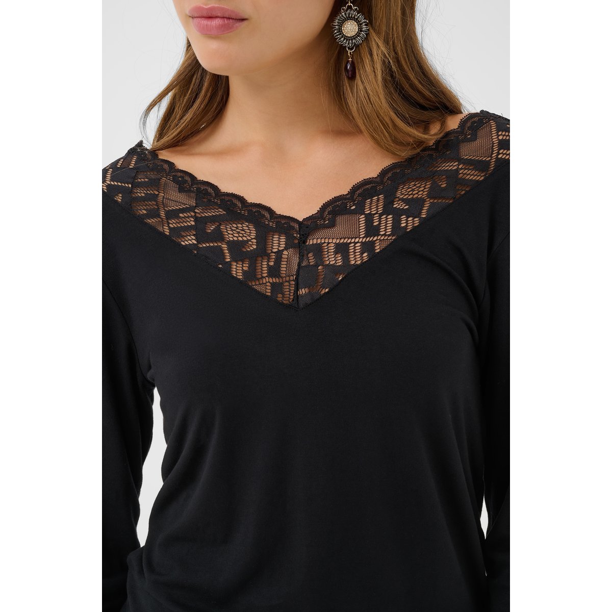 Long sleeved T-shirt noir pitch black, CREAM