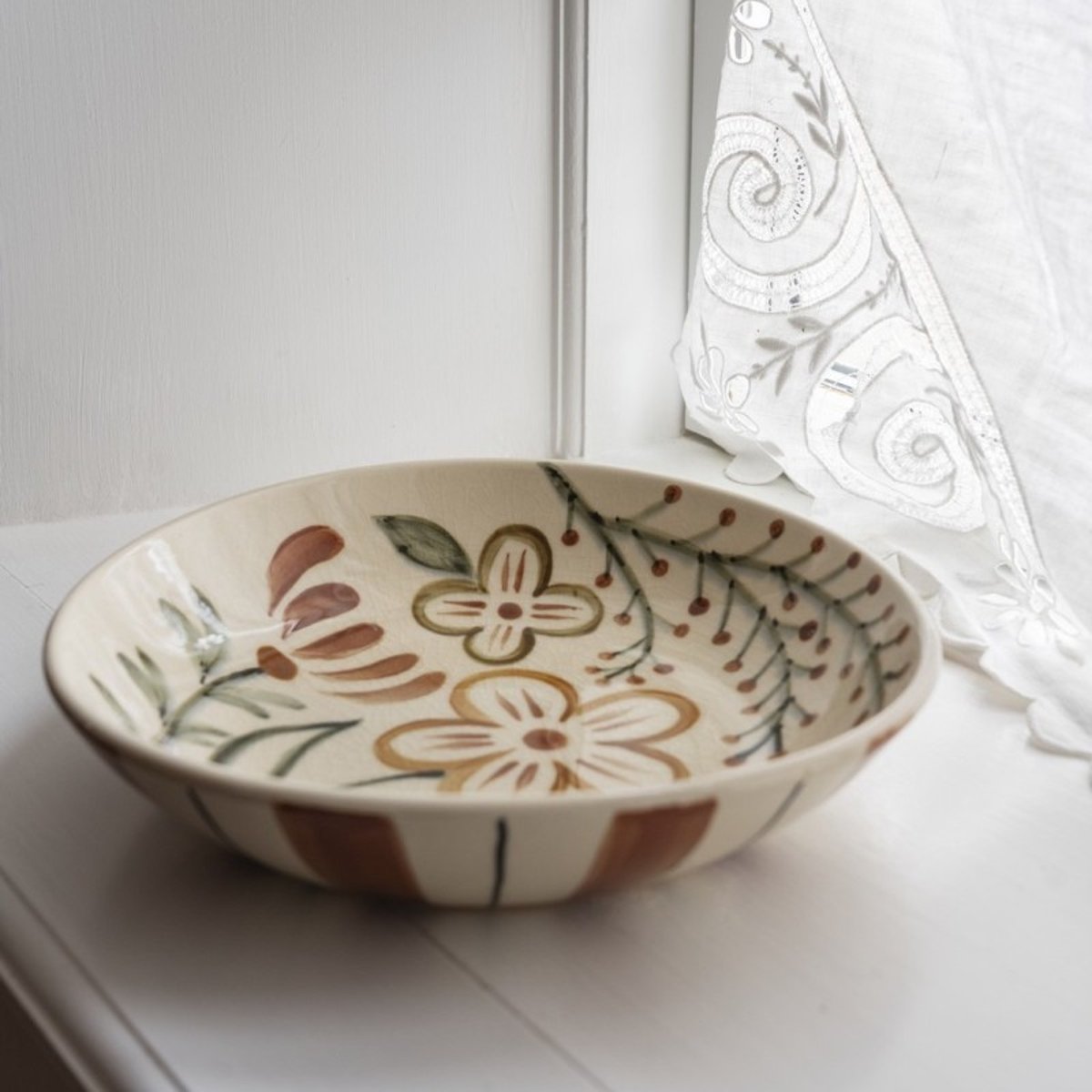 Bol saladier grès peint motif floral multicolore, MADAM STOLTZ