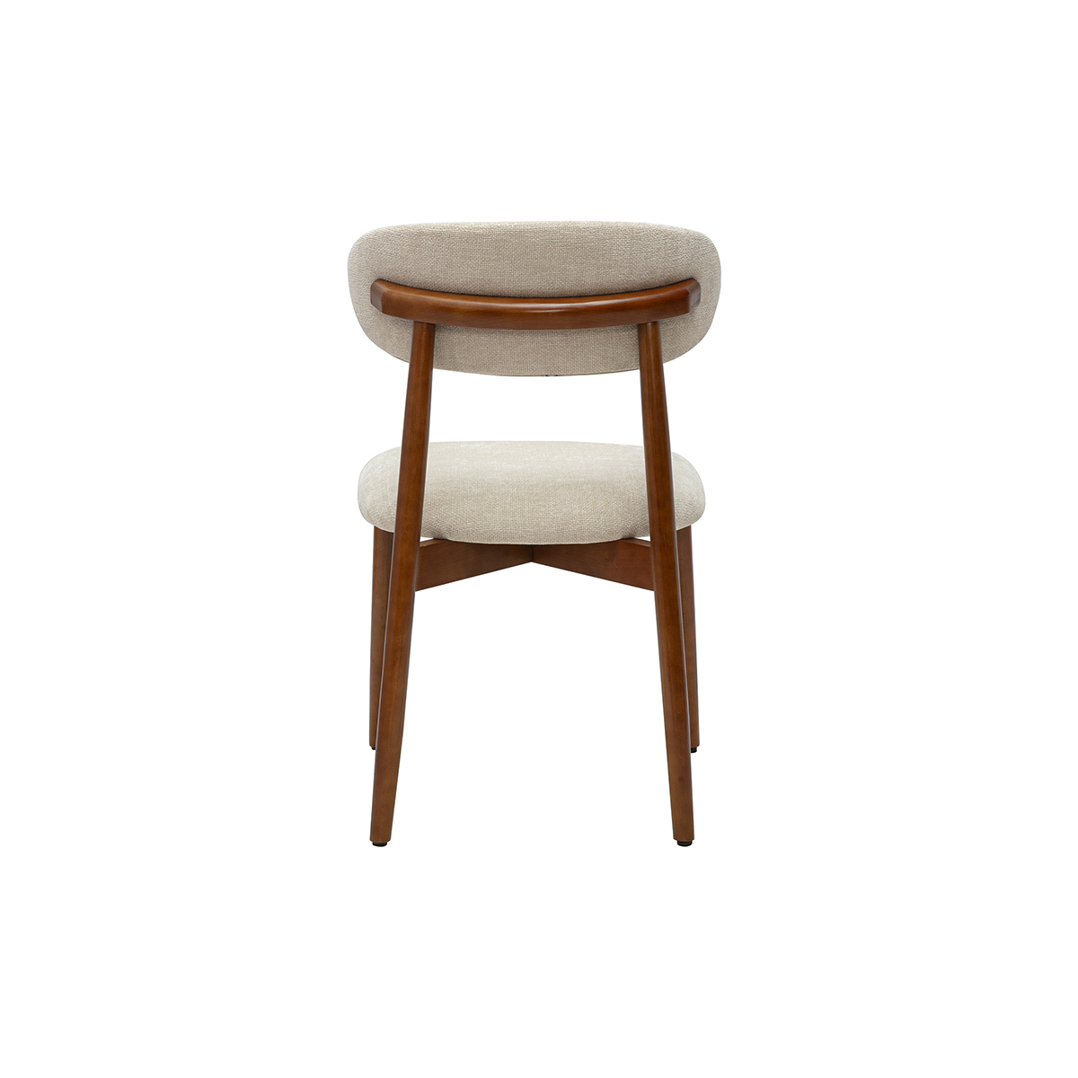 Chaises en tissu effet velours texturé beige et bois foncé noyer (lot de 2) SIAME beige, MILIBOO