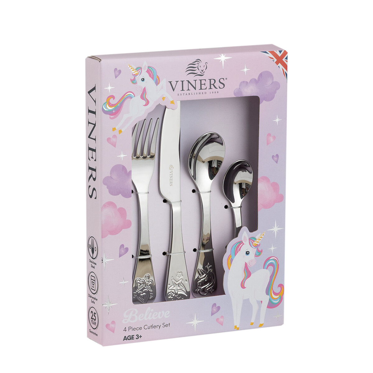 4-Piece Kids Believe Cutlery Set purple, VINERS