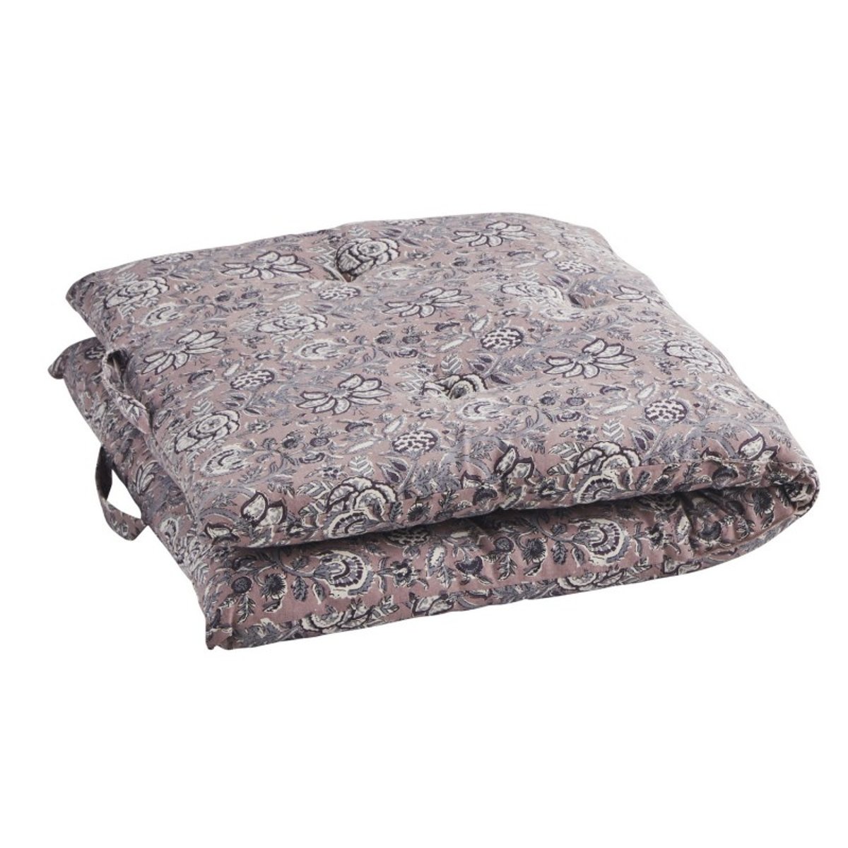 Matelas pour banquette coton fleuri mauve, MADAM STOLTZ
