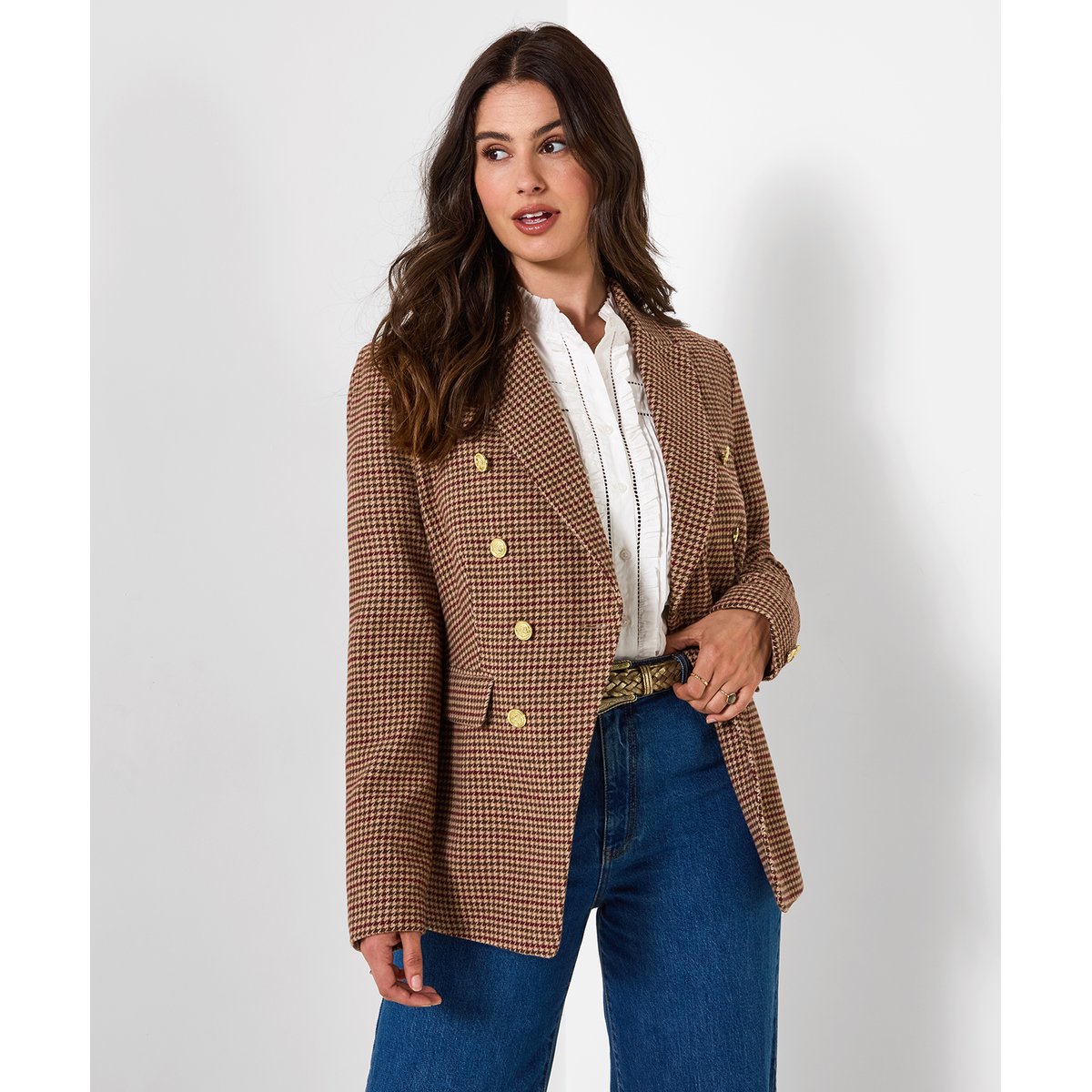 Veste à Carreaux Asymétrique Freya marron, JOE BROWNS
