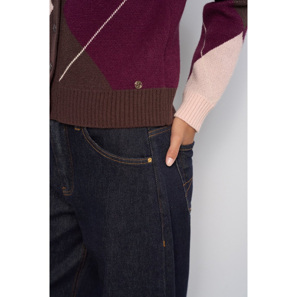 CARDIGAN À MOTIF GÉOMÉTRIQUE marron, SALSA JEANS