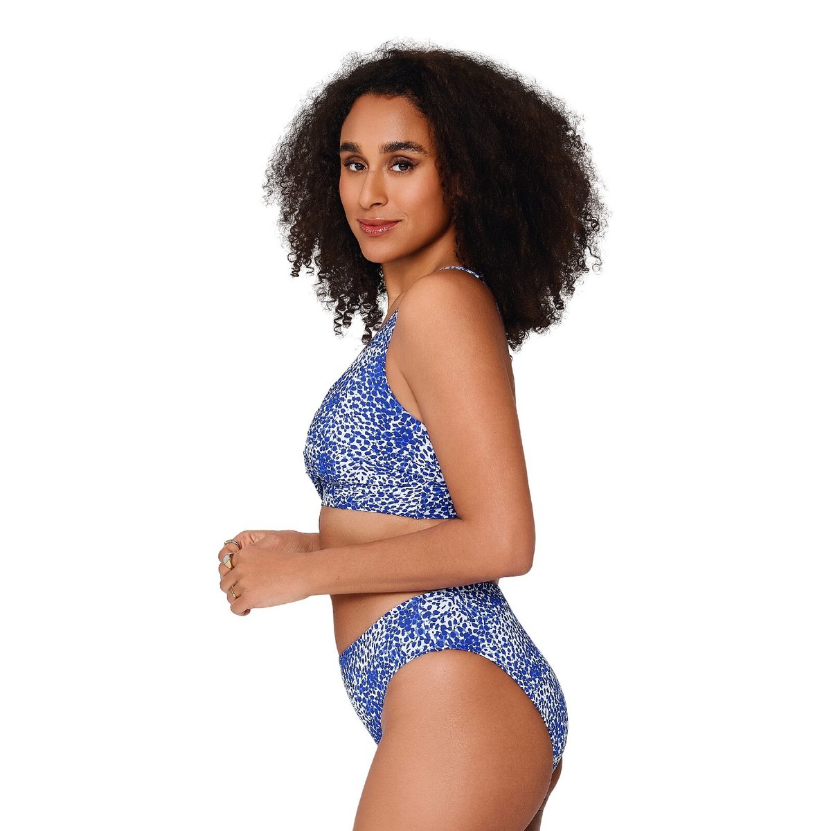 Haut de maillot de bain imprimé bleu blanc, LINGADORE