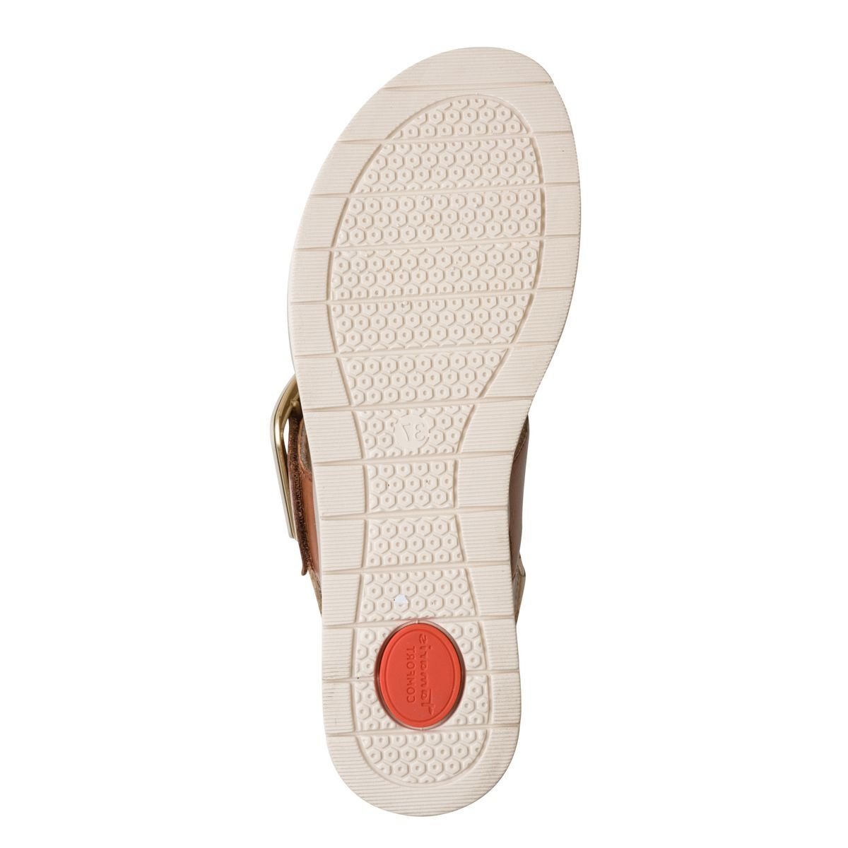 Sandale à talon en cuir beige, TAMARIS
